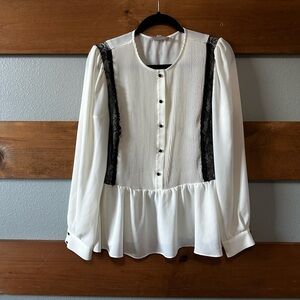 Elegant White and Black Women's Top